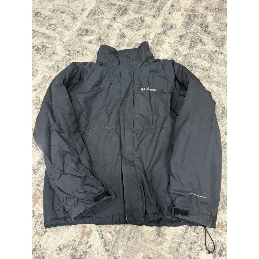 Columbia Soft Shell‎ Jacket Mens Size Large Blue Fleece Fined OMNI-SHIELD Flaw